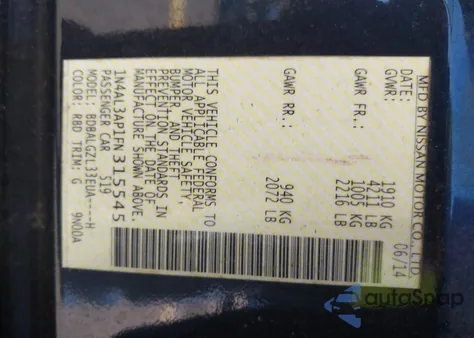 2015 Nissan Altima 2.5 S from USA, damaged, VIN 1N4AL3AP1FN315545